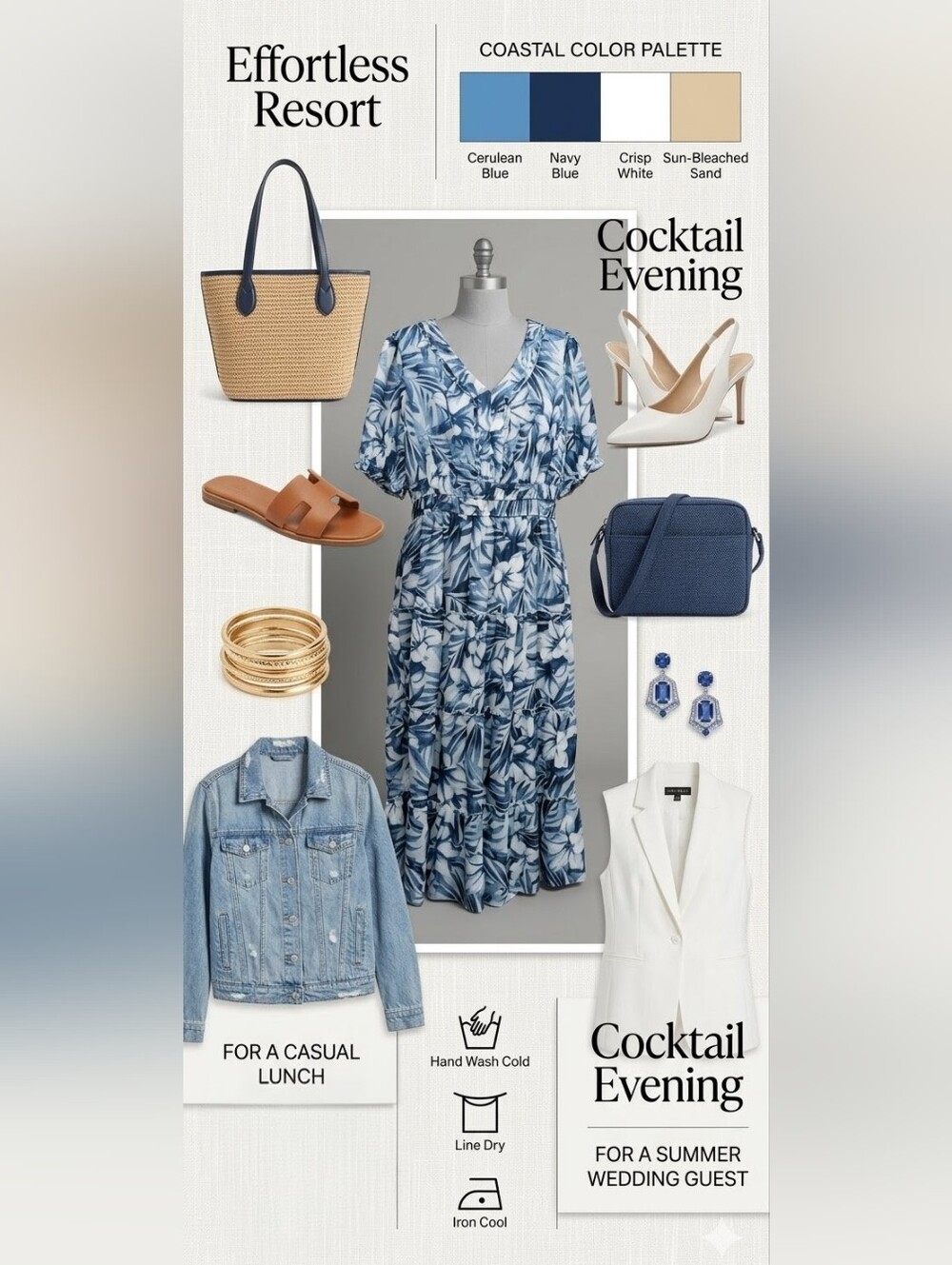 Kate and Lily Woman Blue Floral Tiered Midi Dress 14W Boho Tropical Chiffon - Picture 8 of 8